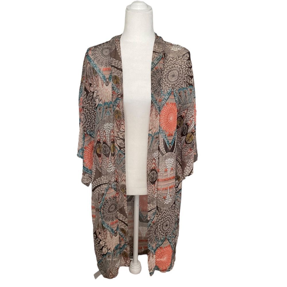 Aina  Be Brown Bohemian Print Kimono Size M